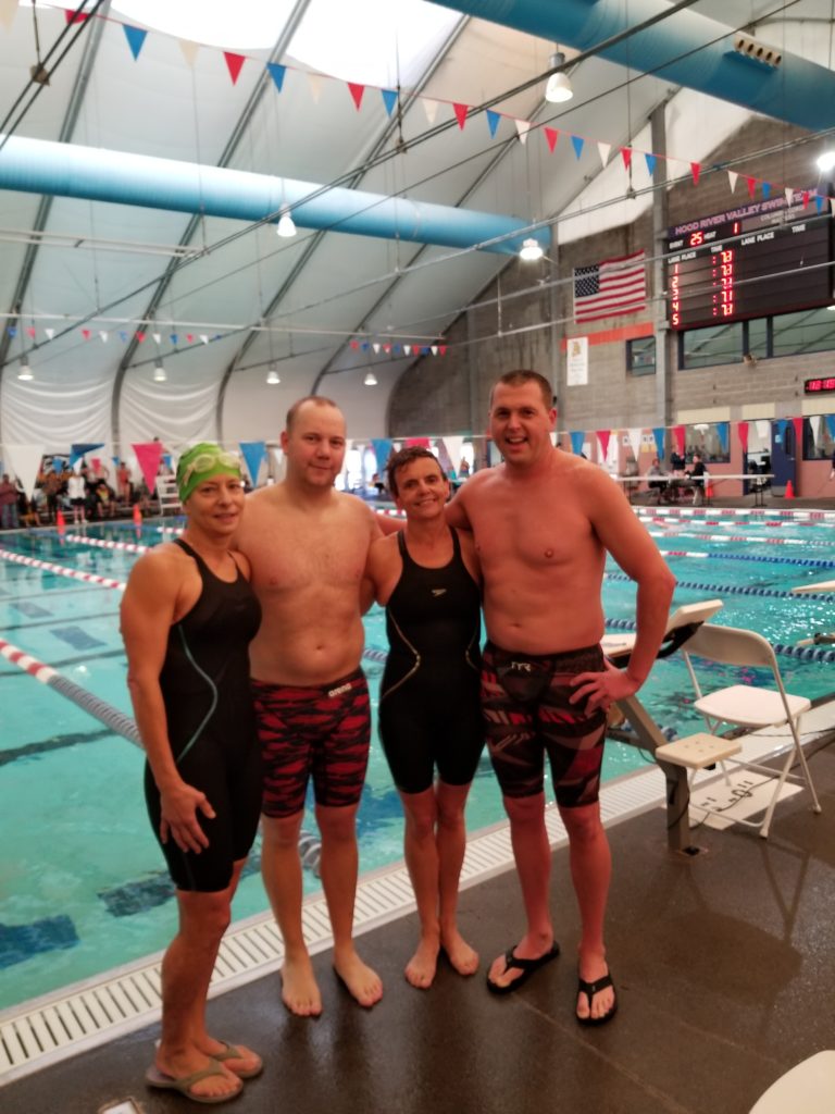 Arlene Delmage, James Adams, Colette Crabbe and Matt Miller set NW Zone record in mixed 800m freestyle relay